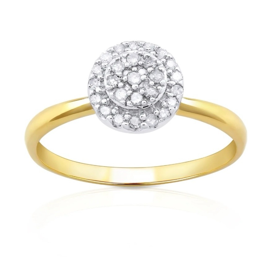 10k Yellow Gold Pave Round Ring with Diamonds